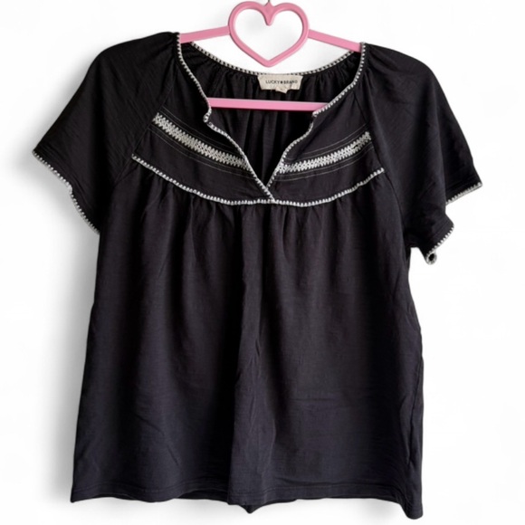 Lucky Brand Tops - Lucky Brand Black Blouse with White Accents